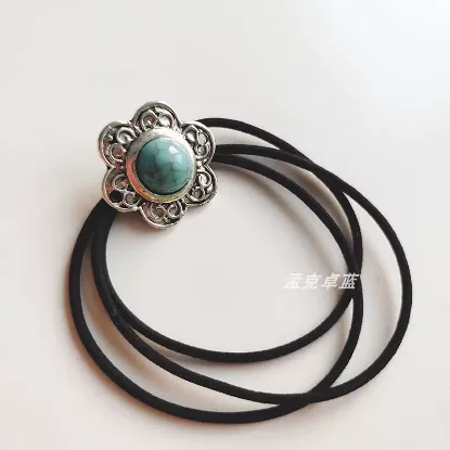 Picture of Ethnic style retro head rope antique silver flower stone cracked band
