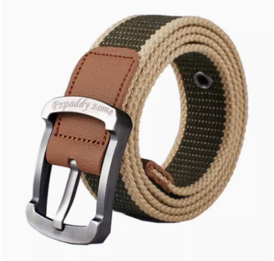 Picture of Men's and women's belt buckle canvas belt casual overalls with Korean version of the tide of male students and young military training outdoors.