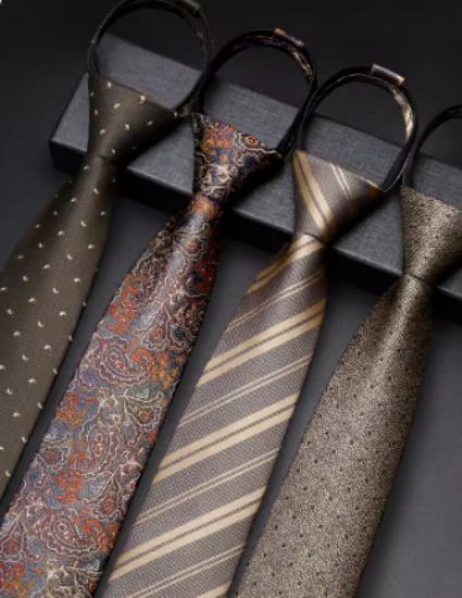 Picture of   Brown retro tie men formal business zipper-free high-end wedding groom lazy college trend