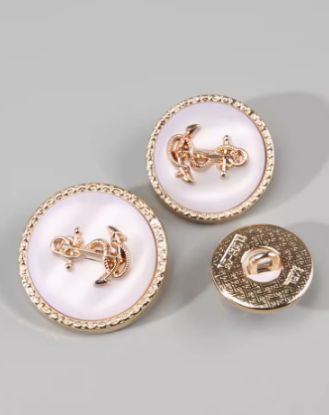 Picture of Black-and-white button women's suit gold-edged button men's overcoat coat anchor decoration round button high-grade accessories