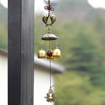 Picture of Retro unicorn mascot metal wind chimes hanging copper bells