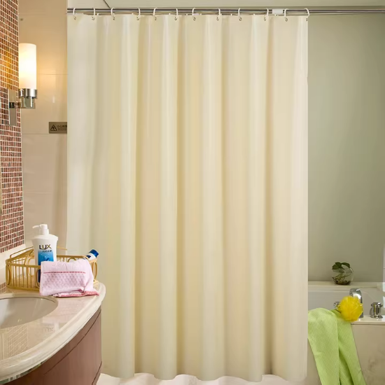 Picture of Solid color bathroom shower curtain set Non-perforated waterproof