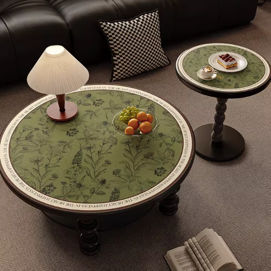 Picture of Small coffee table, round tablecloth, American high-end sense of light luxury